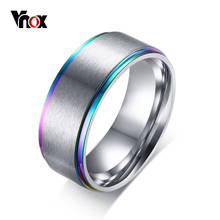 Vnox Multi Color 8mm Edge Stainless Steel Rings for Men Matte Surface Male Wedding Band Casual HOMBRE Alliance Jewelry 2024 - buy cheap