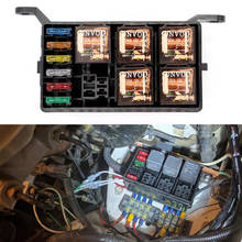 Caja de relé de fusibles de 12 ranuras [6 relés] [6 fusibles de cuchilla] con relés de 12V 40A, fusibles y pines metálicos para remolques RVs, barcos y coches 2024 - compra barato