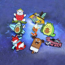 Fruit Animal Brooches Indian Red Fox Dog popsicle Avocado Cat Bearberry Enamel Pin Cartoon Badge Jewelry Gift for Kids Friends 2024 - buy cheap