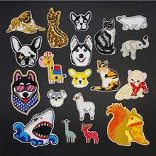 Cartoon Animals dog cat Clothes Patches for Stripes Cute Clothing Stickers Iron on kids Appliques Embroidery Badges 2024 - buy cheap