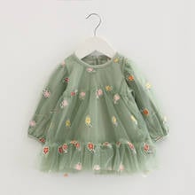 baby girls dress A-line Lantern Sleeve Flowers Appliques Lace Tulle Party Princess Infant Toddler Dress Kids Clothing Dress 0-2Y 2024 - buy cheap