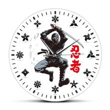 Fighting Martial Arts Ninja Stars Japanese Ninja Warrior With Swords Wall Clock  Weapon Timepieces Art Decorative Wall Watch 2024 - buy cheap