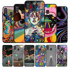 Trippy Art-funda negra de teléfono para Samsung Galaxy, A71, A51, A41, A31, A20E, A10, A20, A40, A50, A70, M30S, M20, A7, A8, A9, 2018 2024 - compra barato