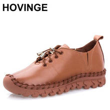 HOVINGEHigh-mocasines de cuero de vaca para mujer, zapatos blandos cómodos, planos, a la moda 2024 - compra barato