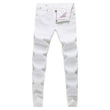 Мужские джинсы Homme, мужские байкерские белые джинсы, уличная одежда Masculina, обтягивающие узкие брюки, джинсовые комбинезоны, мужские Модные брюки 2020 2024 - купить недорого