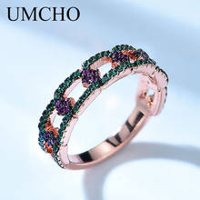 UMCHO красочные обручальные кольца с драгоценными камнями для невесты, 100% Настоящее серебро 925 пробы, кольца для женщин, ювелирные украшения 2024 - купить недорого