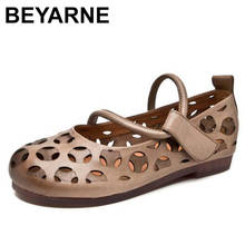 BEYARNE 2020 high breathable 100% full genuine leather summer shoes sandals comfort soft flat shoes women leather sandals casual 2024 - buy cheap