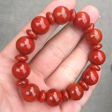 12mm Beautiful Red Jade Bangle costly Nan Hong carnelian mala Bead Bracelet Lucky Amulet 2024 - buy cheap