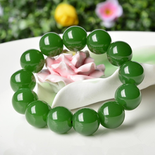 Pulsera de cuentas de Jade verde Natural para hombre y mujer, brazalete ajustable de 18mm tallado a mano chino, amuleto de joyería de moda, accesorios, regalos 2024 - compra barato