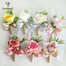 Lovegrace novio de Boda boda ramo de flores artificiales ojal ramillete de novia pulsera de seda broche flores matrimonio pines 2024 - compra barato