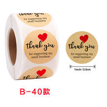 500pcs kraft paper thank you stickers with red heart handmade labels sticker for business envelope sealing stationery sticker 2024 - buy cheap