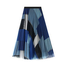 Женская плиссированная сетчатая юбка макси с завышенной талией, гофрированные длинные юбки-пачка в уличном стиле, 2021 2024 - купить недорого