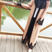 Женское Макси-платье размера плюс, кардиган-кафтан в турецком стиле, мусульманское традиционное кружевное платье абайя для женщин 2024 - купить недорого