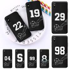 Football Lucky number And letter Phone Case for iPhone 11 12 mini pro XS MAX 8 7 6 6S Plus X 5S SE 2020 XR 2024 - buy cheap