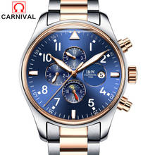 Top Brand CARNIVAL Luxury Automatic Watch Mechanical Men Calendar HD Luminous Sapphire Waterproof Fashion Casual Blue Big Dial 2024 - buy cheap