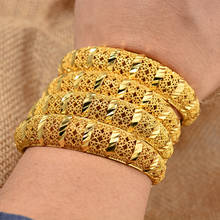 Annayoyo Ethiopian Gold Color Bangle for Women Dubai Bride Wedding Bracelet African Arab Jewelry Middle East 2024 - buy cheap