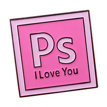 Funky Pink PS I Love You Lapel Pin Graphic Design Artist Jewelry Show your photo editing love with this Photoshop brooch! 2024 - buy cheap
