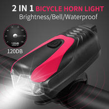 Faro delantero para bicicleta, con bocina de 120dB, 4 modos de iluminación, resistente al agua, para ciclismo 2024 - compra barato