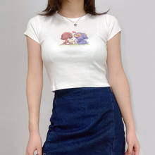 Camiseta curta estampa cachorros desenho feminina 2024 - compre barato