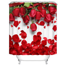 Bathroonm Decoration Shower Curtains 3d Flowers Printed Bath Curtain Set Waterproof Fabric Rose Bathroom Screen 2024 - buy cheap