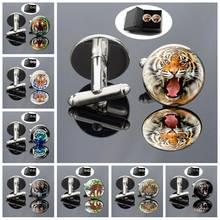 Animal Tiger Painting Glass Dome Cufflinks Men Suit Shirt Cuff Links Button Wedding Cufflinks Gifts for Boyfriend Husband 2024 - buy cheap