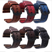 Wholesale 10PCS/Lot Genuine Cow Leather Watch Band Watch Strap Black Buckle 18mm 20mm 22mm 24mm 26mm Size Available - 20200533 2024 - buy cheap