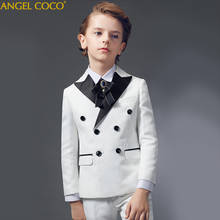 Terno longo para meninos, fantasia de piano para crianças, casamento, flor, garotas, host, catandar, vestido de menino, smoking branco, traje de baile para meninos 2024 - compre barato