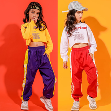 Girls Crop Top Hip Hop Jogger Pant Suits Kids Child Colorful Streetwear Sport Sweatshirt Outfit Teens Jazz Street Dance Costume 2024 - buy cheap