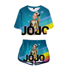 New JOJO SIWA 3D Exposed Navel T-shirt+shorts Women's Two-piece Sets Girls Two-piece Suits Cool Summer Short Pullover Printed 2024 - buy cheap