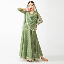 Sari vestido feminino estilo indiano, elegante, verde, roupas de dança, bollywood, clássico, oriental, dql3809 2024 - compre barato