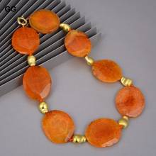 GuaiGuai Jewelry Natural Orange Slice Agates Real Stone Gold Color Plated Beads Four Seasons Chocker Necklace For Women 2024 - buy cheap