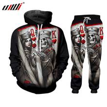 UJWI New 2019 Zip Hoodies Man sweatsuit 3D Print Skull Poker Q&K Casual Big Size Costume Male Zipper Coat Winter Fashion Hoody 2024 - buy cheap