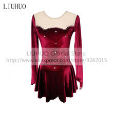 LIUHUO Figure Skating Dress Women's Girls' Ice Performance Rhythmic Gymnastics Competition Leotard Artistic Costume Claret Dance 2024 - buy cheap