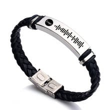 Customized Spotify Code Favorite Song Bracelet Stainless Steel Leather Music Teacher Boyfriend Girlfriend Gift Music Lover 2024 - buy cheap