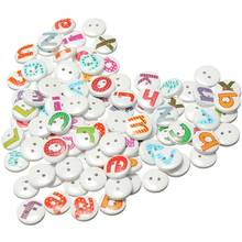 100Pcs Mixed Painted Letter Alphabet Wooden Sewing Button Scrapbooking 2024 - buy cheap