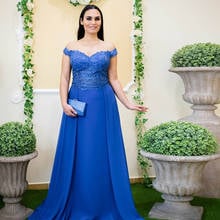 Vestidos de Noche de gasa de talla grande para mujer, vestido de fiesta Formal elegante, largo hasta el suelo, color azul real, 2021 2024 - compra barato