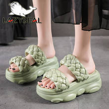 LazySeal-Zapatillas de plataforma de tacón de cuña para mujer, chanclas de moda, zapatos de fondo grueso, sandalias Weaviing de cuerda 2024 - compra barato
