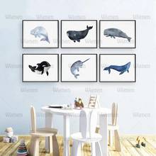 Whales Canvas Posters and Prints Ocean Print Boys Nursery Wall Art Ocean Creatures Narwhal Orca Canvas Painting Home Decoration 2024 - buy cheap