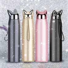 320ml Wall Thermos Water Bottle Stainless Steel Vacuum Flasks Cute Cat Fox Ear Thermal Coffee Tea Milk Travel Mug 2024 - buy cheap