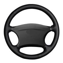 Car Steering Wheel Cover DIY Hand-stitched Black Genuine Leather For Chevrolet Niva 2002-2009 Lada 2110 2011-2014 2024 - buy cheap