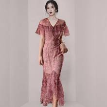French Style Romantic Street Print Floral Dress Woman Short Sleeve Ruffle Mermaid Dress Ladies 2021 New Summer Clothes For Women 2024 - buy cheap