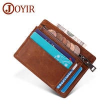 JOYIR Genuine Leather Card Holder Wallet RFID Credit ID Card Holder With Coin Pocket Purse Money Case for Men Small Wallet 2024 - buy cheap