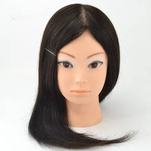 20" best 100% Human Hair Mannequin Head Hairdressing Practice can be color bleach and dye For Hairdresser Dolls Training Head 2024 - buy cheap