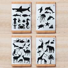 4Pcs A4 Wild Animals Land Ocean DIY Layering Stencils Painting Scrapbook Coloring Embossing Album Decorative Template 29*21cm 2024 - buy cheap