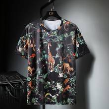Camiseta masculina de manga curta, camiseta grande com gola redonda casual de flor fina, plus size 4xl-10xl 160kg 2024 - compre barato