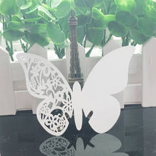 50pcs Butterfly Laser Cut Escort Place Cup Card Table Mark Wine Glass Paper Card DIY Paper WeddingDecoration Party Supplies 2024 - buy cheap