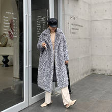 2021 Winter Thick Warm Leopard Long Teddy Fur Coat Women Outerwear High Quality Loose Suit Collar Faux Rabbit Fur Jacket Female 2024 - buy cheap