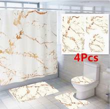 WUJIE-Juego de cortina de ducha impermeable con diseño de mármol, 3 estilos, alfombra de baño, cubierta de poliéster, antideslizante, 4 Uds. 2024 - compra barato