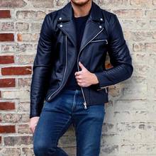 Jacket Fashion Men's Leather Motorcycle Jacket PU Lapel Jacket Casual Zip Cardigan Long Sleeve Jacket 2024 - buy cheap