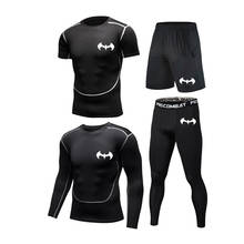Мужской компрессионный комплект, футболка с длинным рукавом для ММА, мужские облегающие брюки, одежда для фитнеса и бодибилдинга, высококачественный спортивный костюм Rashguard для мужчин 2024 - купить недорого